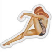 Mooie rode kop pop-up meisje sticker (Voorkant)