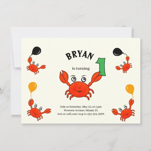 Mooie rode krabben kaart (Voorkant)