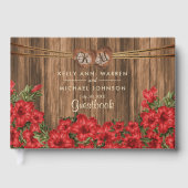 Mooie Rode Lelie Bloemen op Hout - Guestbook Gastenboek (Voorkant)