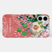 Mooie rode levendige bloem geometrisch met naam Case-Mate iPhone case (Achterkant (horizontaal))