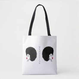 Mooie Rode Lip Afro boodschappentas Tote Bag