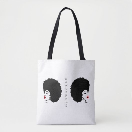 Mooie Rode Lip Afro boodschappentas Tote Bag (Voorkant)