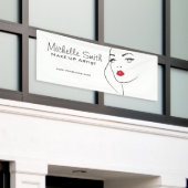 Mooie rode lippen make-up artiest branding spandoek (Buitenkant Gebouw)
