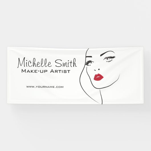 Mooie rode lippen make-up artiest branding spandoek (Horizontaal)
