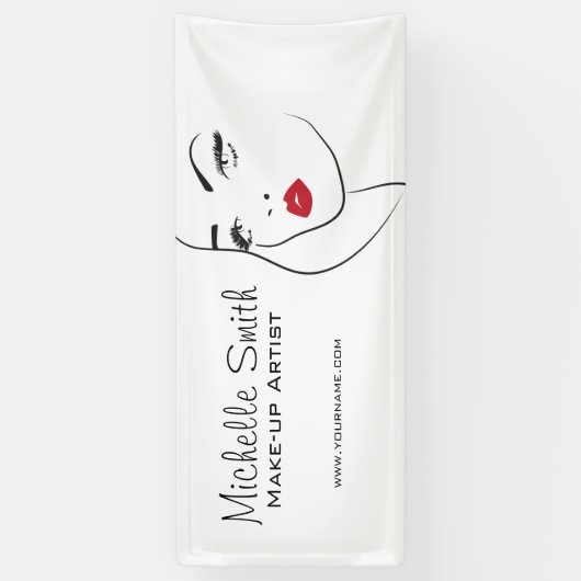 Mooie rode lippen make-up artiest branding spandoek (Verticaal)