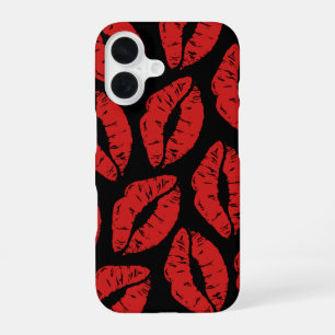 Mooie rode lippenstift kussen kus lippen patroon iPhone 16 hoesje