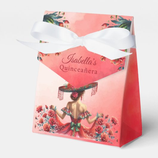 Mooie rode Mexicaanse stijl quinceañera Bedankdoosjes (Voorkant Zijde)