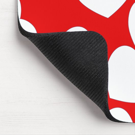 Mooie Rode Mousepad met groot wit hart Muismat (Hoek)