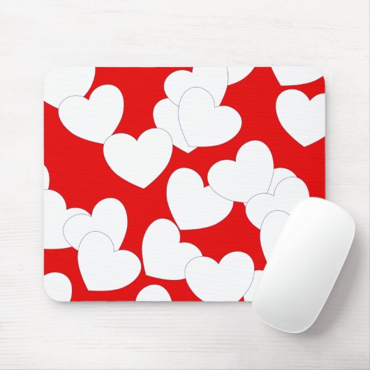 Mooie Rode Mousepad met groot wit hart Muismat (Met muis)
