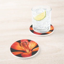 Mooie Rode Oranje Asiatische Lily Gran Paradiso Zandsteen Onderzetter