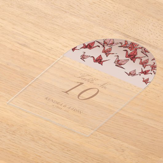Mooie rode origami papier kraan bruiloft acryl uitnodigingen (Laagn)