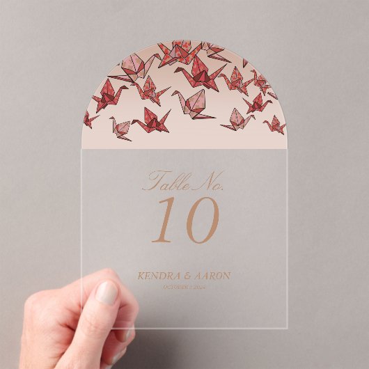 Mooie rode origami papier kraan bruiloft acryl uitnodigingen (Insitu (Draagbaar))