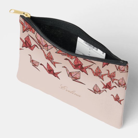 Mooie rode origami papier kraan bruiloft etui (Open)