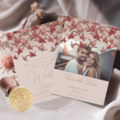 Mooie rode origami papier kraan bruiloft kaart