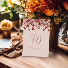 Mooie rode origami papier kraan bruiloft kaart