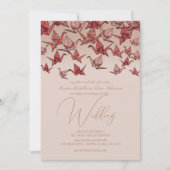 Mooie rode origami papier kraan bruiloft kaart (Voorkant)