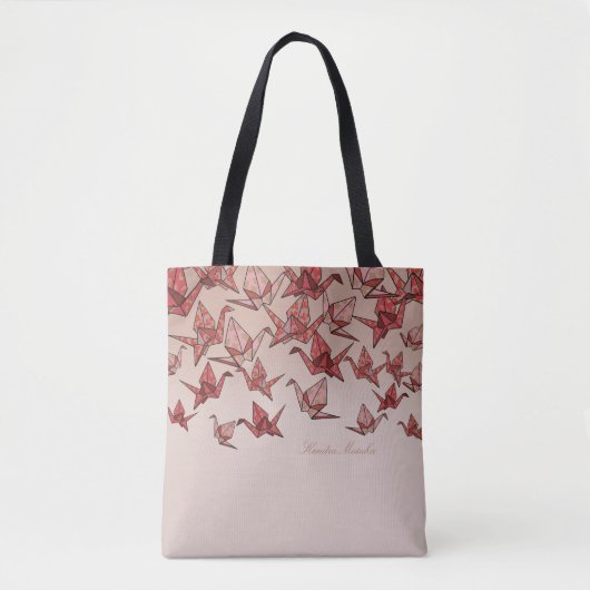 Mooie rode origami papier kraan op maat tote bag (Voorkant)