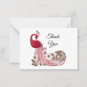 Mooie rode pacock bedankt kaarten notitiekaartje (Voorkant)
