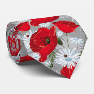 Mooie rode papaver, witte madeliefjes en lieveheer stropdas
