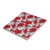 Mooie rode papaver, witte madeliefjes en lieveheer tegeltje (Zijkant)