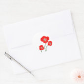 Mooie rode papaverbloemen afbeelding ronde sticker (Envelop)