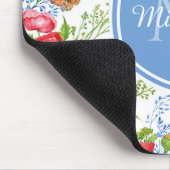 Mooie rode papavers met blauwe vlinders en naam muismat (Hoek)