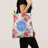 Mooie rode papavers met blauwe vlinders en naam tote bag (Dichtbij)