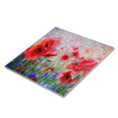 Mooie rode papavers schilderen tegeltje (Zijkant)