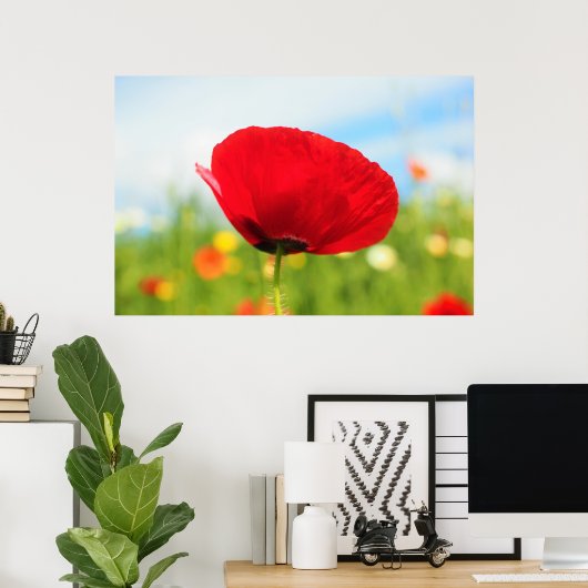 Mooie rode papaverventilator poster (Thuiskantoor)