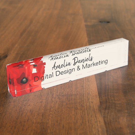 Mooie rode papavery naambordje (Zijkant)