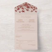 Mooie rode papierkraan all in one uitnodiging (Binnen)