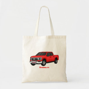 Mooie rode pick-uptruck cartoonillustratie tote bag