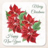 Mooie rode Poinsettia boeket papier Onderzetters (Voorkant)