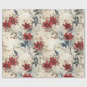 Mooie  rode poinsettia kerst cadeaupapier (Vlak)