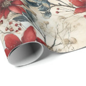 Mooie  rode poinsettia kerst cadeaupapier (Rol Hoek)