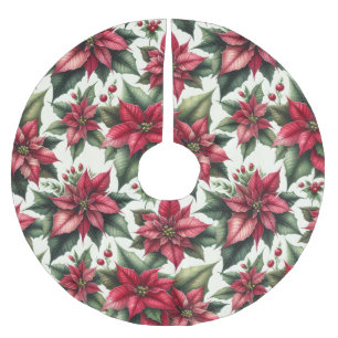 Mooie Rode Poinsettia Patroon Kerstvakantie Kerstboom Rok