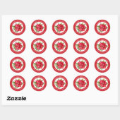 Mooie rode poinsettia ronde sticker (Vel)
