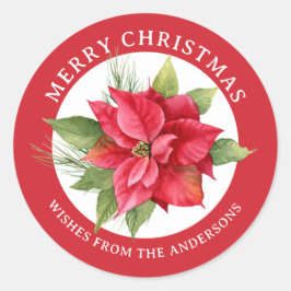 Mooie rode poinsettia ronde sticker
