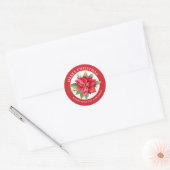 Mooie rode poinsettia ronde sticker (Envelop)