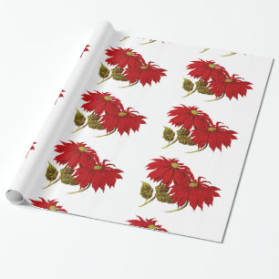 Mooie Rode Poinsettia tekening Cadeaupapier