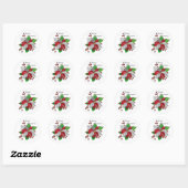 Mooie rode poinsettia Vrolijk Kerstfeest Ronde Sticker (Vel)