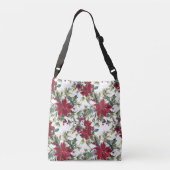 Mooie Rode Poinsettias en witte bloemen Crossbody Tas (Achterkant)
