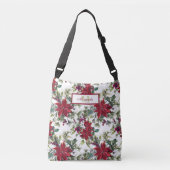 Mooie Rode Poinsettias en witte bloemen Crossbody Tas (Voorkant)