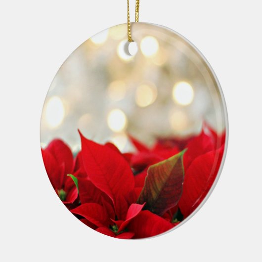 Mooie Rode Poinsettias kerstversiering Keramisch Ornament (Links)