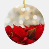 Mooie Rode Poinsettias kerstversiering Keramisch Ornament (Achterkant)
