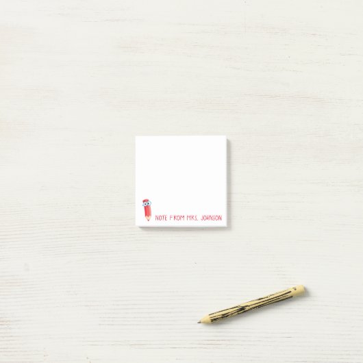 Mooie rode potloodnotities post-it® notes (Op bureau)