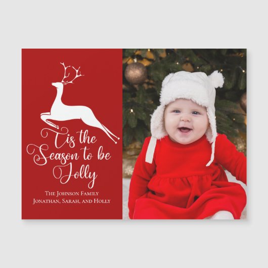 Mooie Rode rendierenkaart voor kerstfoto's (Voorkant)