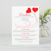 Mooie Rode Richtingaanduiding Trouw Hartjes Ballon Kaart (Staand voorkant)