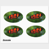 Mooie rode rode en zwarte vlinder ovale sticker (Vel)