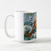 Mooie rode rode kardinalen en sneeuwkerst koffiemok (Links)